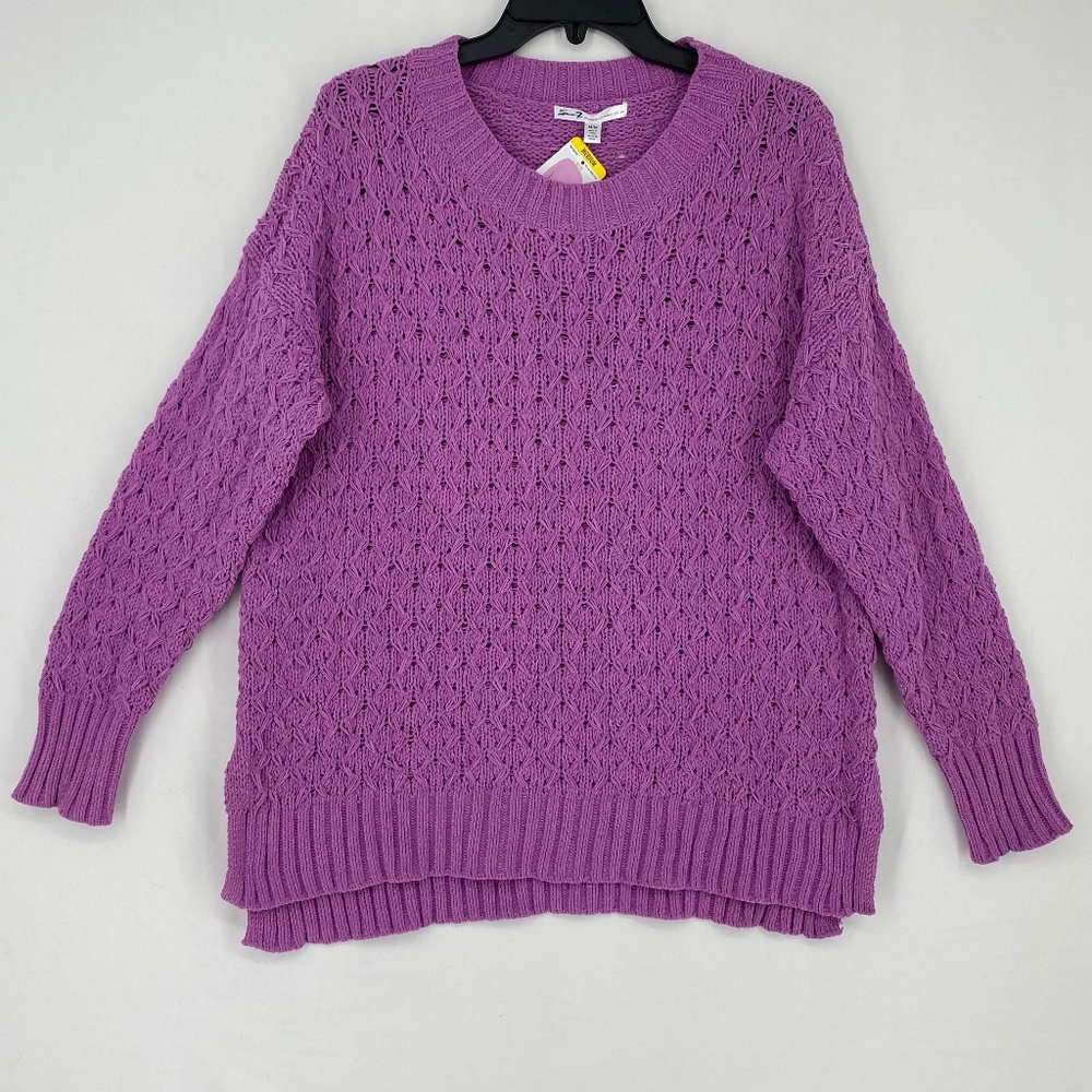 Seven7 Textured Chenille Sweater Wild Orchid Med